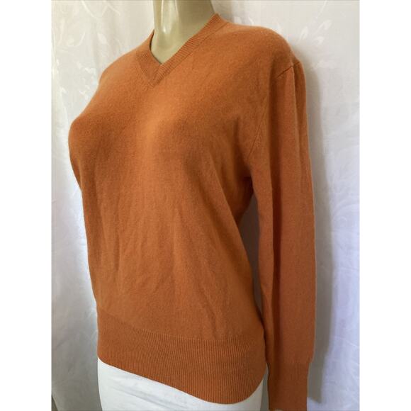 Oats Cashmere Top Pullover Sweater Knit Long Sleeve V Neck Orange S - Picture 4 of 4
